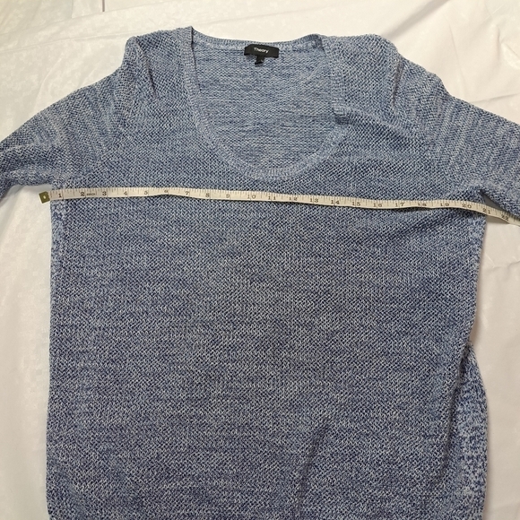 THEORY Women's Scoop Neck Pullover Sweater in Prosecco (Blue/White) - Picture 10 of 12